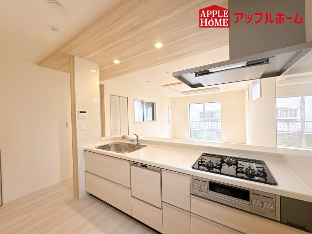 [新築住宅] 鴻巣市人形1丁目 全1棟のキッチン|見栄えもよくお手入れもスムーズに出来ます。豊富な収納力もございますので、キッチンスペースをスッキリとお使い頂けそうです。