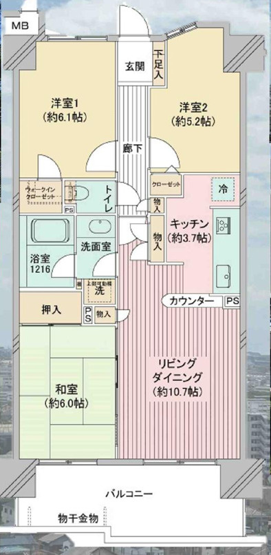オクトス湘南茅ヶ崎ヴィスタヒルの間取り|高層階です。