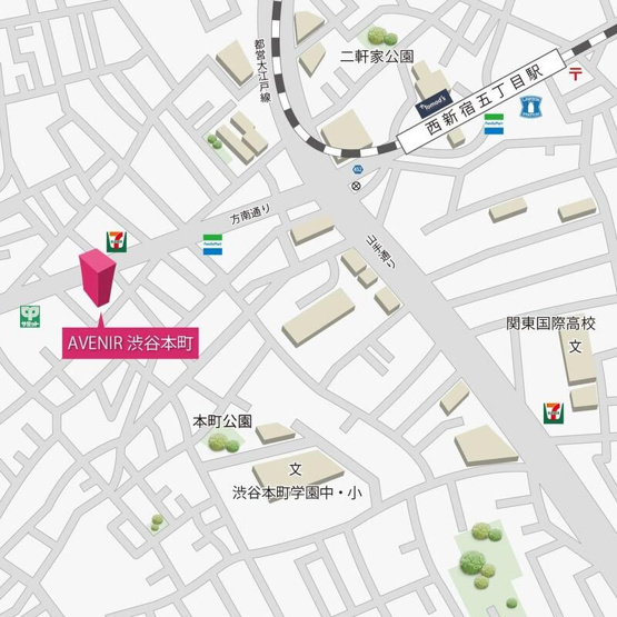 【地図】ＡＶＥＮＩＲ渋谷本町