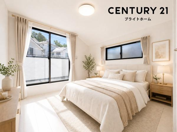 横浜市青葉区桂台２丁目の新築一戸建の居間・リビング|窓からは明るい光が差し込みます！
電気をつけなくても明るいです。