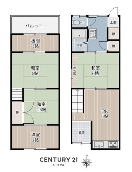 【間取り】 | 専有面積:44.12平米　間取り:4DK！