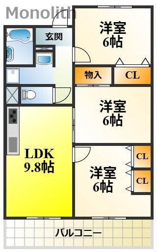 セーヌ東岸和田の間取り