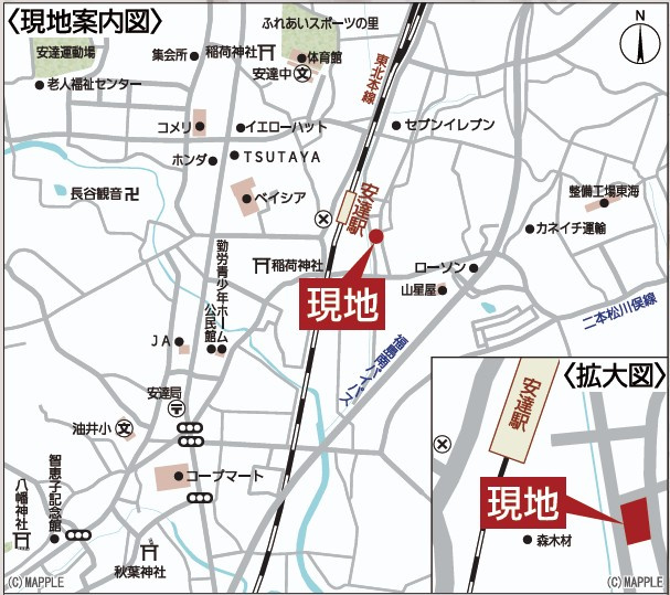 新築戸建・新築建売　二本松市油井第6　油井小・安達中の地図|現地案内図