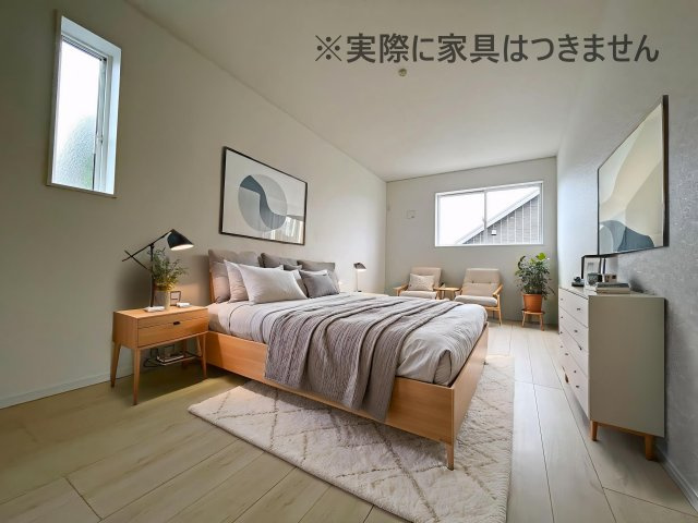 新築戸建・新築建売　二本松市油井第6　油井小・安達中の洋室|画像はバーチャルホームステージングの加工による演出で、実際の家具は付きません。