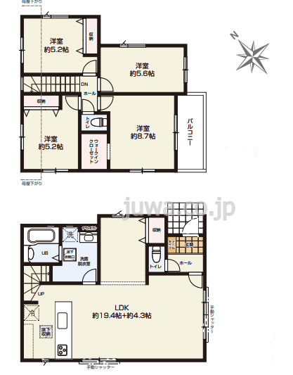 【新築分譲住宅】川越市今成5期の間取り
