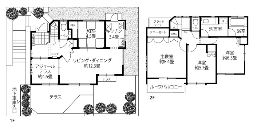藤沢市鵠沼藤が谷三丁目　中古戸建の間取り|南西向き、2階からの眺め良好です。
