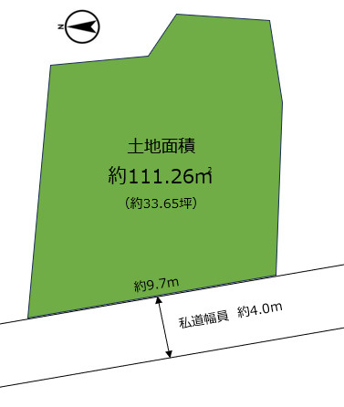 神園町　売土地の土地図|土地面積約111.26㎡