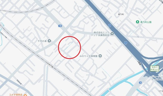加古川市加古川町美乃利　　　JR「加古川駅」徒歩11分の地図