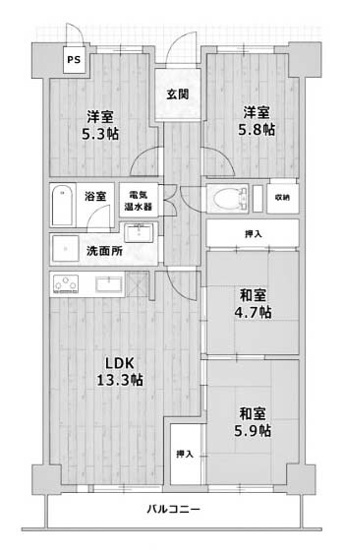 【間取り】 | ユニ宇治川マンション4号館 | 専有面積78.79㎡