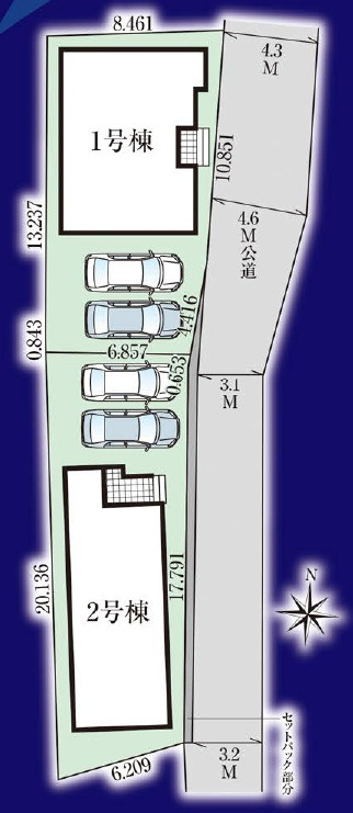 南城市玉城親慶原（全2棟）1号棟の区画図|1号棟　