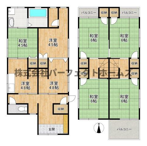 黒原城内町戸建　賃貸の間取り