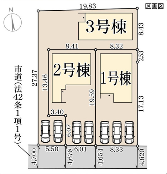 【区画図】 | リーブルガーデン総社市清音上中島第4 (全3棟)