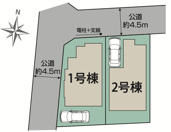 【仲介手数料無料】所沢市向陽町全２棟１号棟　所沢市の新築住宅なら西武ハウジングの区画図