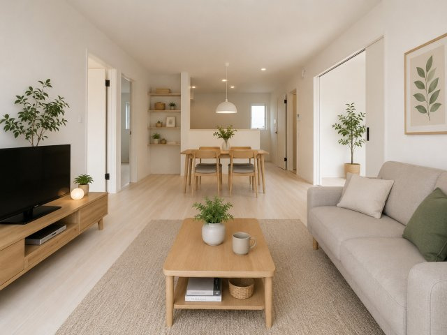 吉川市　中曽根2丁目　新築戸建　全2棟の居間・リビング|ゆったり過ごせる居間です