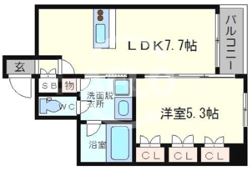 CITY SPIRE難波グレイスの間取り|グレイスポート難波　1ＤＫ