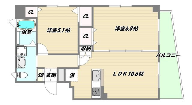 大阪市淀川区木川西１丁目の賃貸マンションの間取り