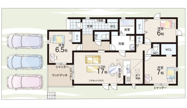 ★湖南市サイドタウン　第1期　新築一戸建ての間取り|2号地