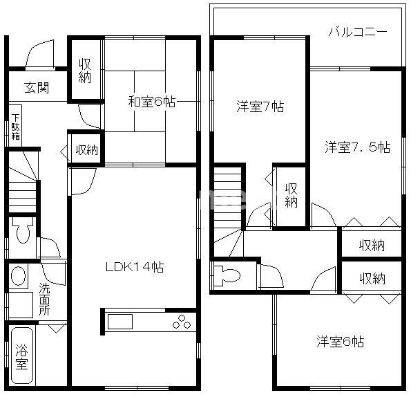 新野辺北町貸家の間取り