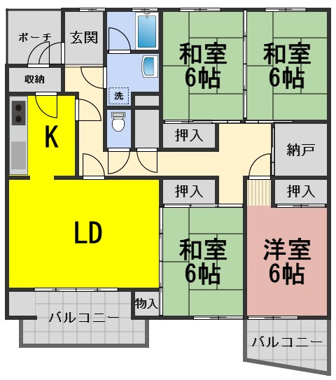 ６６９０１　コーポ田神Ｄ棟の間取り