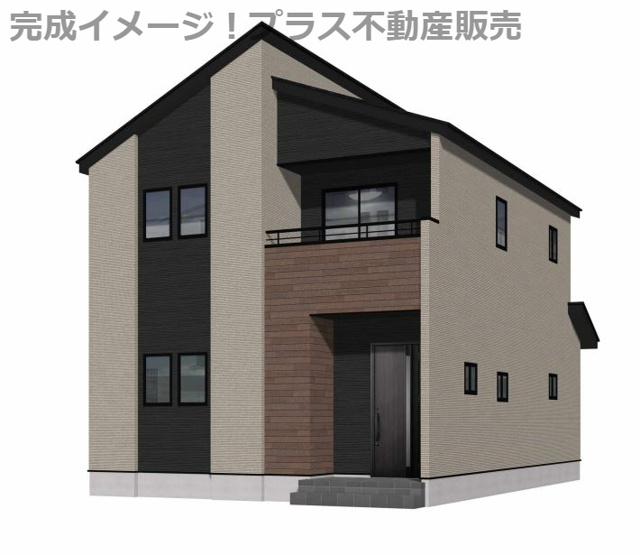 【外観】 | 糟屋郡粕屋町戸原東1丁目1期　2号棟（全3棟）【仲介手数料無料・0円】 | 完成イメージの外観パースです。