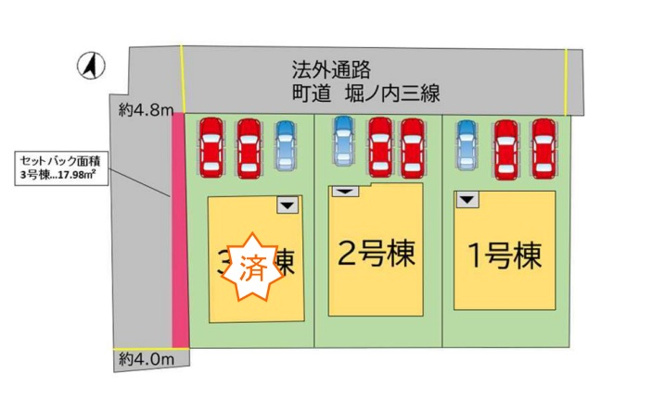 【区画図】 | 糟屋郡粕屋町戸原東1丁目1期　2号棟（全3棟）【仲介手数料無料・0円】 | 区画図です。2号棟