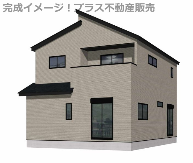 【外観】 | 糟屋郡粕屋町戸原東1丁目1期　2号棟（全3棟）【仲介手数料無料・0円】 | 完成イメージの外観パースです。
