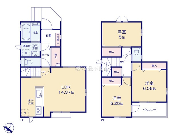 《仲介手数料無料》岩槻区本丸２丁目25-9新築一戸建てハートフルタウンの間取り