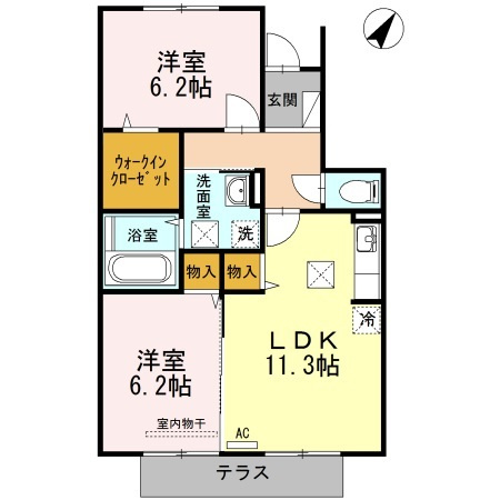 【間取り】 | カーザ　ナチュラーレ　B棟