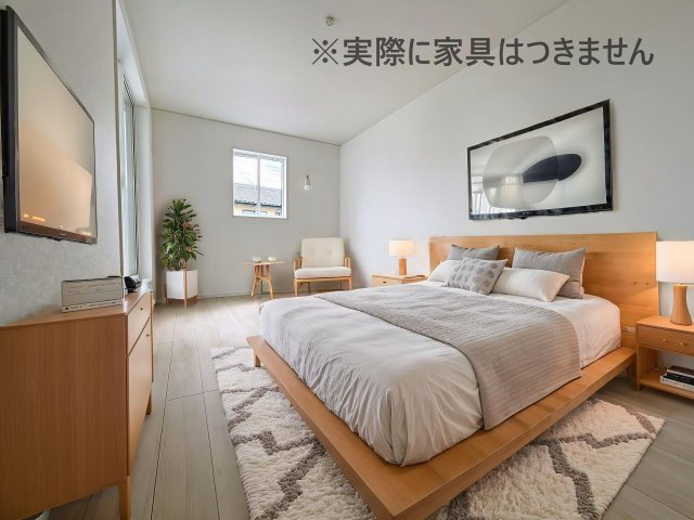 新築戸建・新築建売　矢吹町曙町第4　善郷小・矢吹中の洋室|画像はバーチャルホームステージングの加工による演出で、実際の家具は付きません。