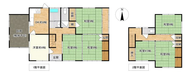 桜井市大字初瀬の間取り|7DK　土地面積：142.14ｍ2　建物面積：143.78ｍ2　