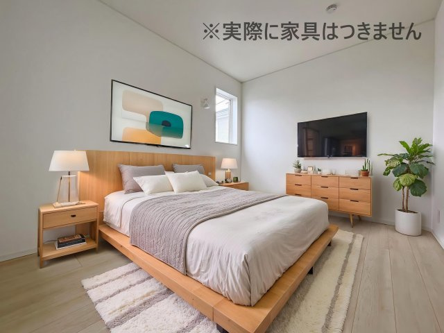 新築戸建・新築建売　矢吹町曙町第4　善郷小・矢吹中の洋室|画像はバーチャルホームステージングの加工による演出で、実際の家具は付きません。