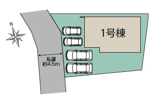 厚木市妻田東1丁目　新築戸建　全1棟1号棟の区画図