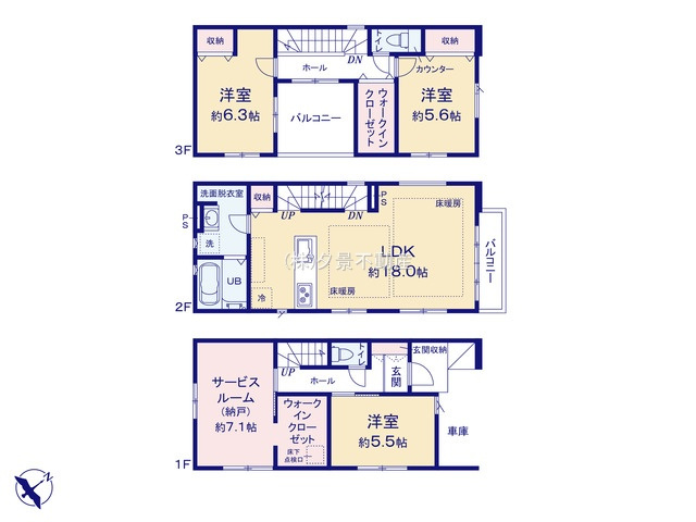 《仲介手数料無料》浦和区元町３丁目12-7新築一戸建てケイアイグレイスの間取り