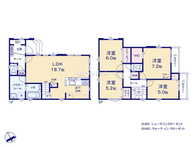 越谷市赤山町3期　新築一戸建ての間取り