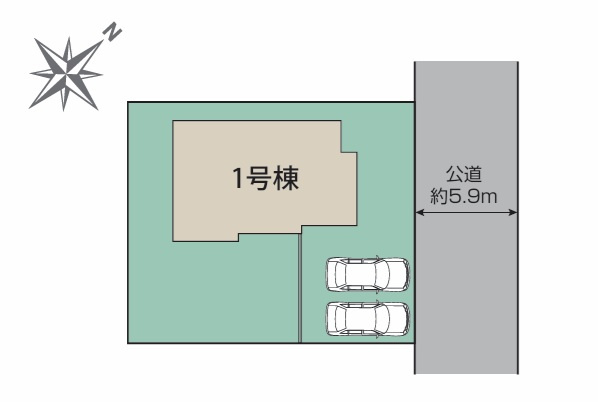 ブルーミングガーデン  水戸市堀町　5期　限定1棟！の区画図|並列駐車可能なカースペースを確保。毎日のお車の出し入れがストレスなく行えます！
お問い合わせはHPから、またお電話でも、お気軽にどうぞ。