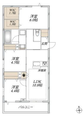 オカバ八王子堀之内ヘーベルメゾンの間取り