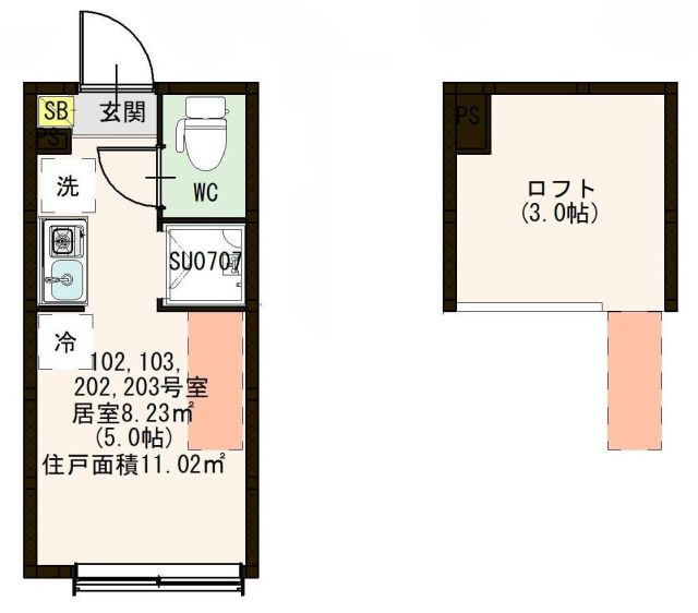 板橋区弥生町のアパートの間取り