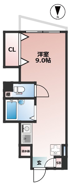 カサデータカギ　女性限定　リノベーション　バストイレ別の間取り