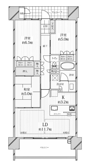 【間取り】 | 四条烏丸クロスマーク | 専有面積71.64㎡