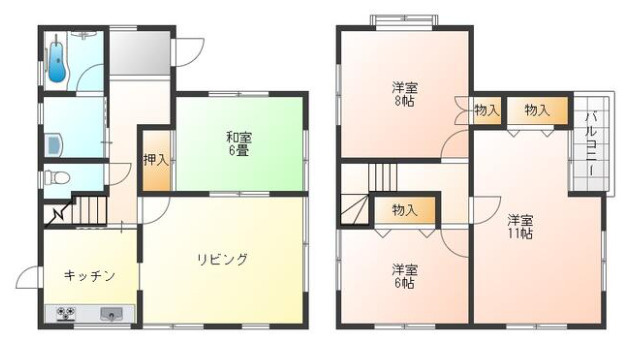 加古川市野口町長砂　中古戸建の間取り|4LDKです。