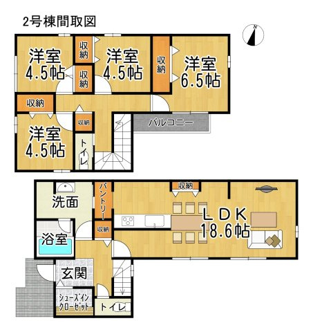 半田市乙川向田町　2号棟の間取り|○●間取り図●○