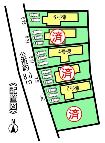 半田市乙川向田町　2号棟の区画図|○●区画図●○