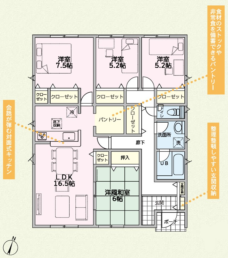 Cradle Garden前橋市粕川町新屋第2　新築住宅 1号棟の間取り