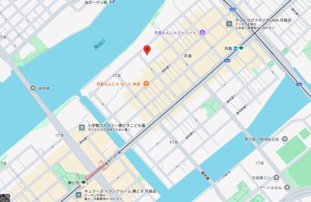 ★仲介手数料無料★オーベル月島リバージュグラン（収納豊富な3LDK住戸）の地図