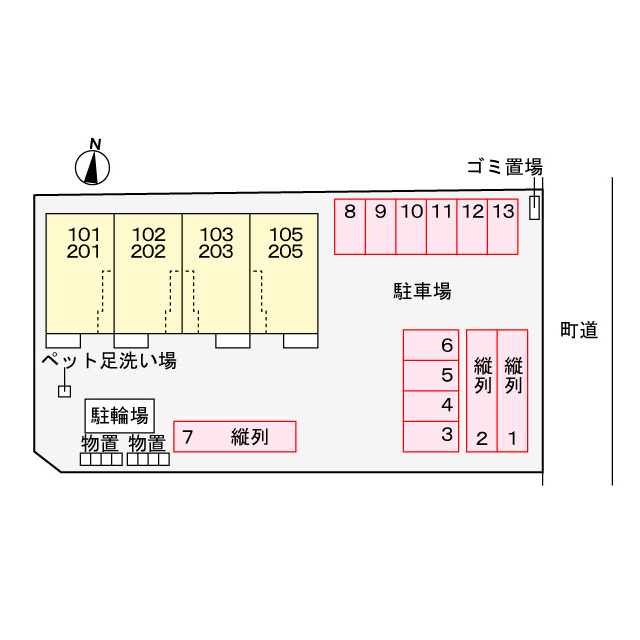 羽島郡笠松町米野のアパートの駐車場