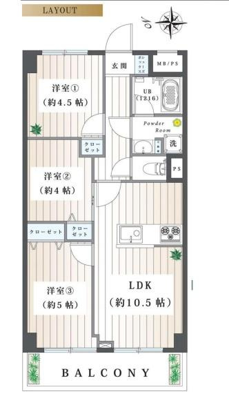 ライオンズマンション磯子第５の間取り|使い勝手の良い3LDK
お気軽にお問い合わせください。