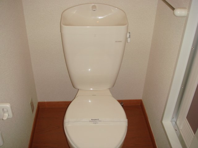 レオパレスレユール富永のその他|タオルハンガーと収納棚付きのトイレ。