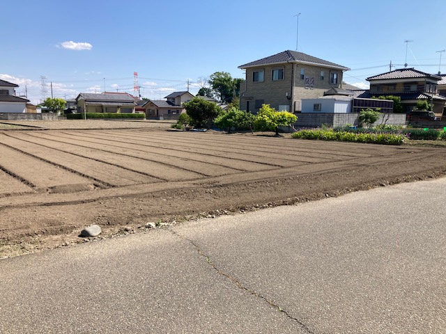 鴻巣市屈巣　売地２区画の前面道路含む現地写真