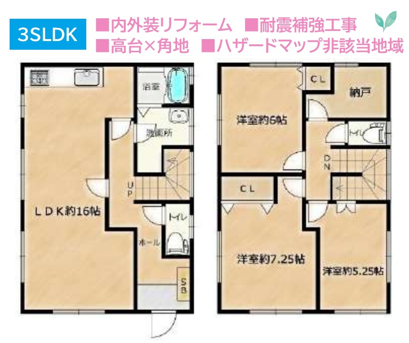 厚木市毛利台３丁目　中古戸建　56.7坪の間取り|周辺の交通量が少なく、子育て世帯も暮らしやすい住環境◎
都市ガスにつきラ、敷地内スッキリ＆ランニングコストも◎