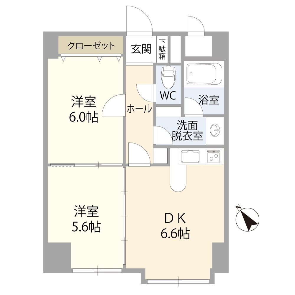 ダイアパレス琴似第四の間取り|ＤＫ横洋室の戸は開放でき、広々とした１ＬＤＫとしてもお考えいただけます。